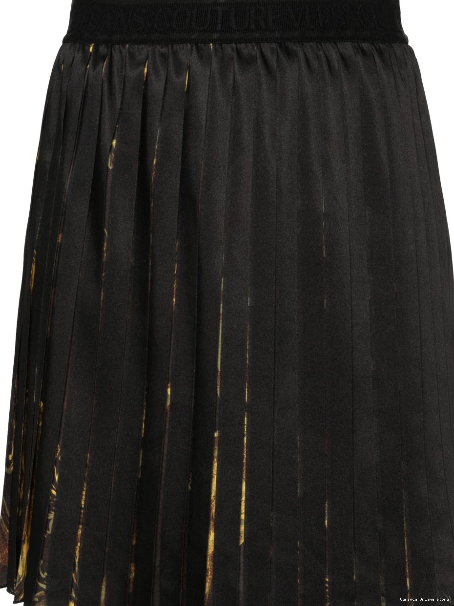pleated Women Couture-print Versace miniskirt Watercolour Couture Jeans 0820